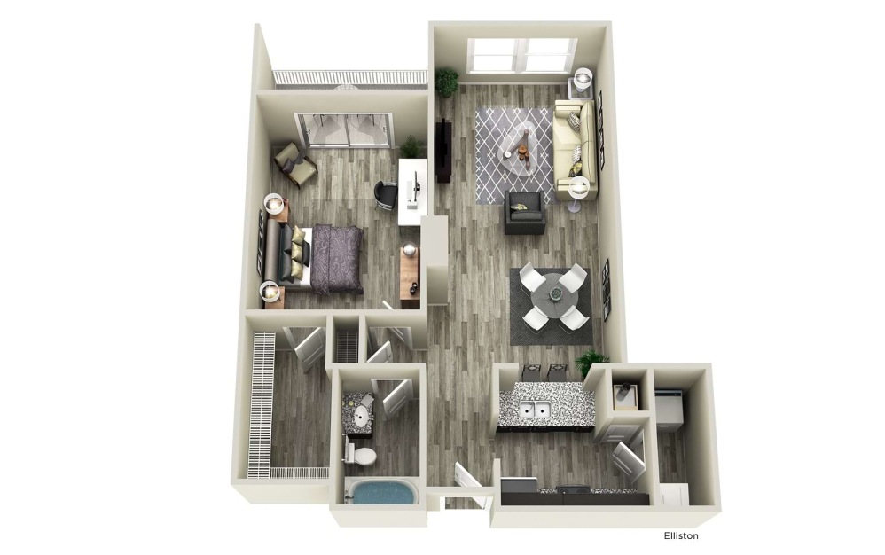 Elliston - 1 bedroom floorplan layout with 1 bathroom and 861 square feet